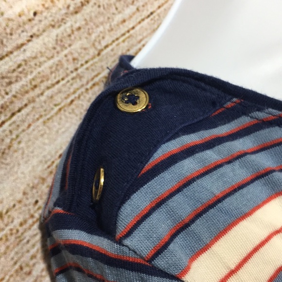 Liz Claiborne 1x 3/4 sleeve shirt blue stripe 557 - Picture 3 of 7